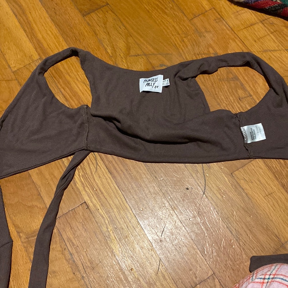 princess polly brown cross crop top